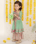One Off Shoulder Chiffon Baloon Sleeve With Jacket & Palazzo