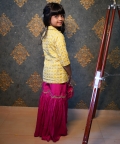 Check Embroidered Blazer Style Top With Sharara