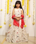 Embroidered Lehenga With Beaded Crop Top And Dupatta