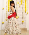 Embroidered Lehenga With Beaded Crop Top And Dupatta