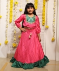 Zig Zag Print Lehenga With 3/4 Sleeves