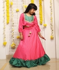 Zig Zag Print Lehenga With 3/4 Sleeves