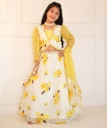 Flower Printed Ghagra With Different Sleeves