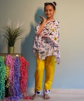 Makeup Print Kaftan With Pants