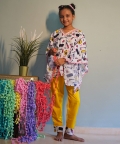 Makeup Print Kaftan With Pants