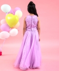 Sleeveless Top And Flared Organza Flower Embellished Lehenga