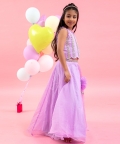 Sleeveless Top And Flared Organza Flower Embellished Lehenga