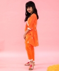 Orange Peplum Embroidered Kurta With Pant And Dupatta