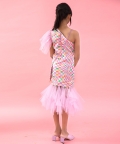 One Off Shoulder Dress With Net Frills At Bottom