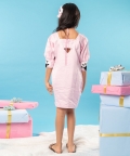 Applique Flower Embroidered Frock With Balloon Sleeves