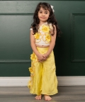 Flower Embroidered Top With Pants Having Flower Embroidery