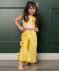 Flower Embroidered Top With Pants Having Flower Embroidery