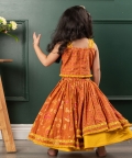 Fringes Strap Brown Top And Lehenga With Net Dupatta