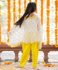 Crop Top With Sequins Embroidered Cape And Satin Dhoti