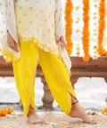 Crop Top With Sequins Embroidered Cape And Satin Dhoti
