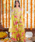 Pearl Embroidered Crop Top With Sharara