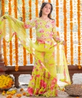 Pearl Embroidered Crop Top With Sharara