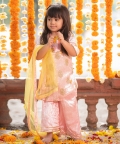 Embroidered Velvet Kurta With Palazzo And Net Dupatta