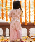 Embroidered Velvet Kurta With Palazzo And Net Dupatta