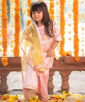 Embroidered Velvet Kurta With Palazzo And Net Dupatta