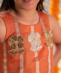 Embroidered Flower Patches On Kurta With Palazzo Pants