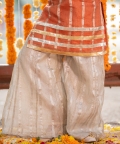 Embroidered Flower Patches On Kurta With Palazzo Pants