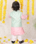 Sequin Work Jacket With Pink Kurta And Pyjama