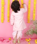 Floral Thread Embroidered Pink Kurta With Dhoti