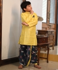 Yellow Embroidery Kurta With Patola Printed Dhoti