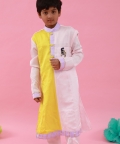 Yellow And Light Pink Two Tone Ethnic Kurta And Pyjama