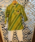 Brocade Embroidered Leheriya Printed Kurta And White Pyjama