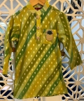 Brocade Embroidered Leheriya Printed Kurta And White Pyjama