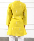Flap Style Yellow Kurta With Pyjama