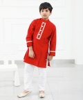 Pure Maroon Chanderi Silk Kurta With Pyjama