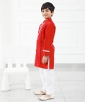 Pure Maroon Chanderi Silk Kurta With Pyjama