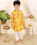 Patola Printed Yellow Kurta And White Pyjama