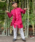Embroidered Jacket Style Maroon Kurta And Pyjama