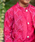 Embroidered Jacket Style Maroon Kurta And Pyjama