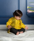 Kurta With Pocket Detail Embroidered Jacket And Pyjama