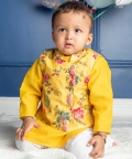 Yellow Embroidered Jacket With Kurta And Chudidar Pyjama