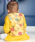 Yellow Embroidered Jacket With Kurta And Chudidar Pyjama