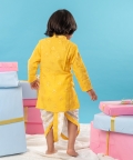 Yellow Embroidered Kurta With Pure Cotton Dhoti