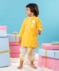 Yellow Embroidered Kurta With Pure Cotton Dhoti