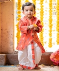 Ikkat Front Open Kurta With Dhoti
