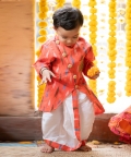Ikkat Front Open Kurta With Dhoti