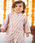 Gold Foil Front Open Kurta With Dhoti