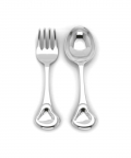 Sterling Silver Baby Spoon & Fork Set-3D Heart (35 gm)