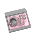 Silver Plated Gift Set For Baby-Hamper With Twisted Handle Cup And Spoon Fork Set