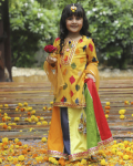 Kesari Kurta With Colourful Skirt Set