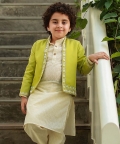Off White Kurta Set With Hand Embroidered Jacket